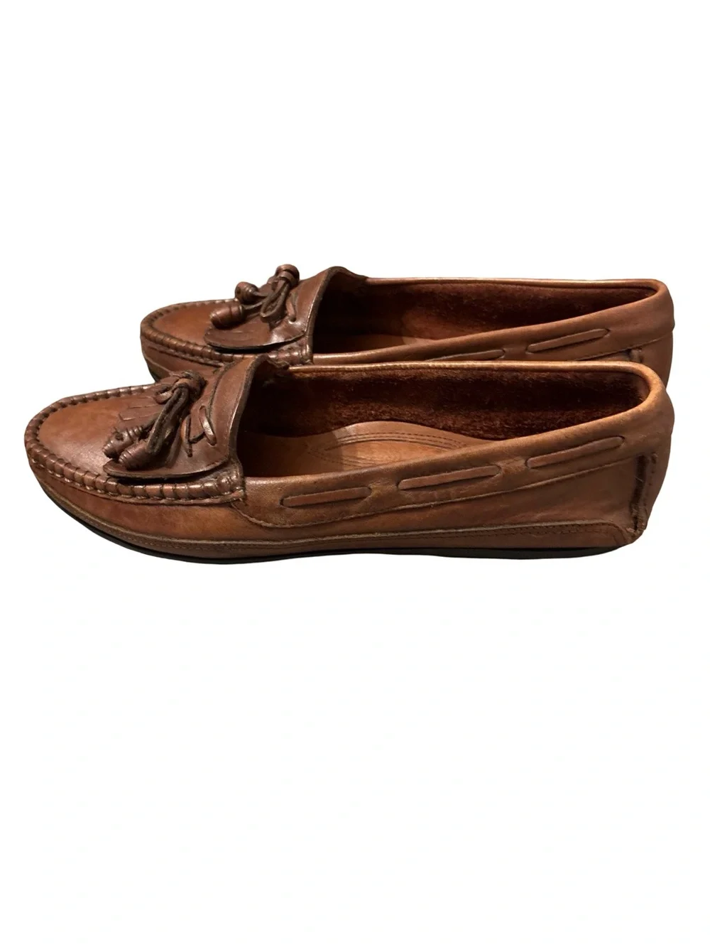 Giorgio Brutini VTG Cognac Brown Preppy Dark Academia Leather Tassel Loafers 8.5